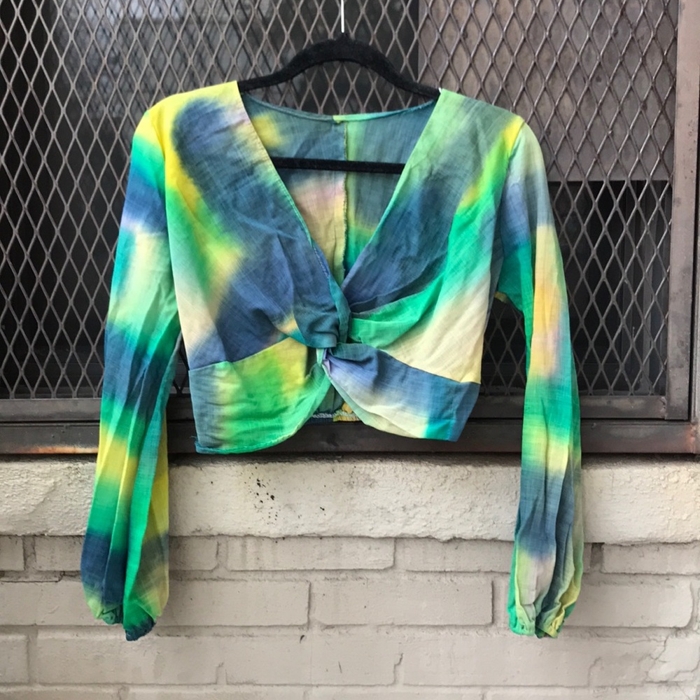 Linen tye dye crop shirt
